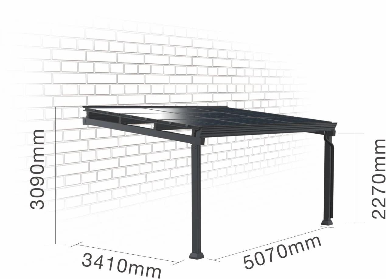 Carport solaire une voiture contre un mur