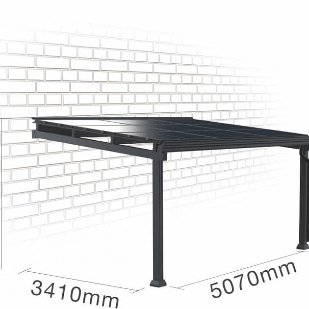 Carport solaire une voiture contre un mur