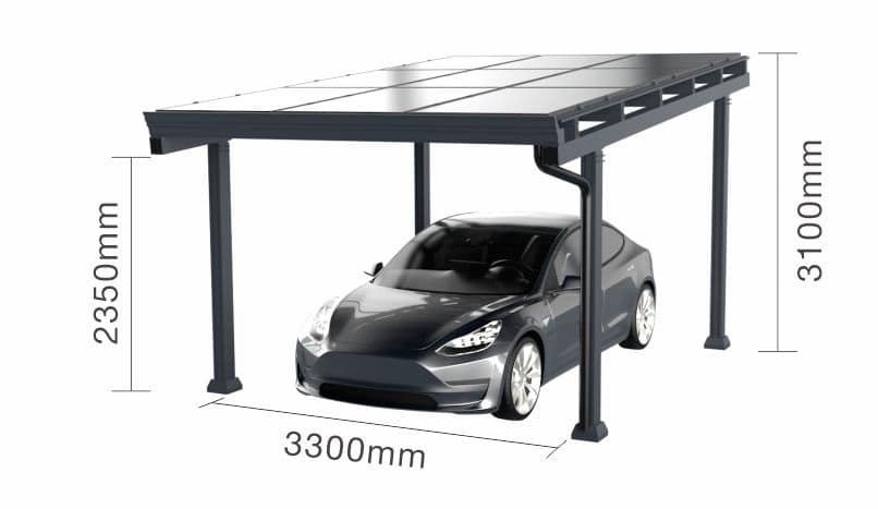 Carport solaire une voiture contre un mur – Image 8